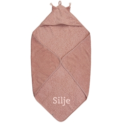 Babyhåndklæde med korte ører rosa m/u navn